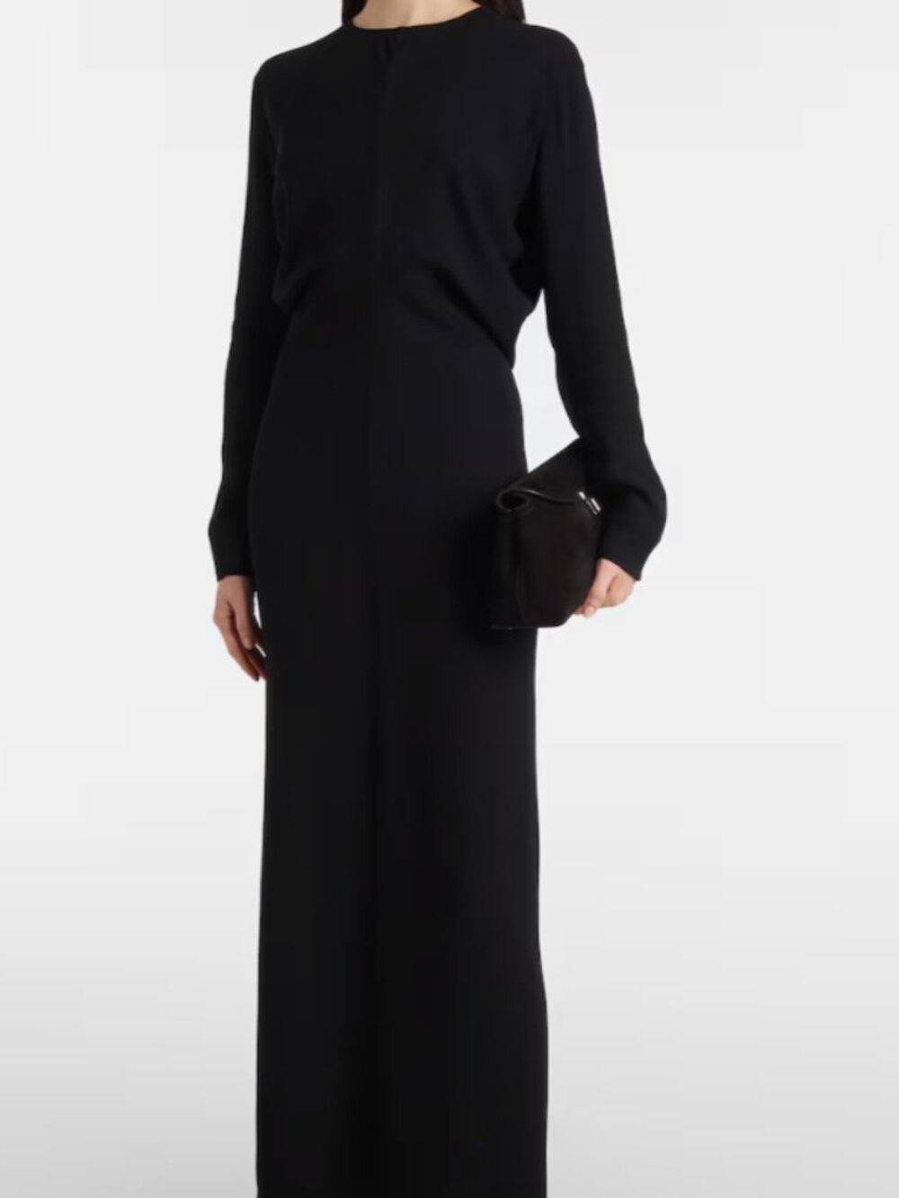 Toteme Draped Cady Black Long Sleeve Midi Dress - Picture 2 of 8